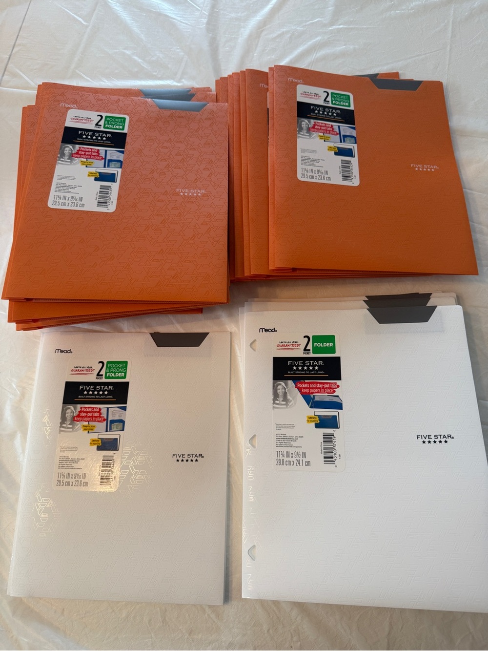 Mead Five Star Pocket Folders New Orange & White (21 Folders)